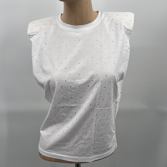 🆕Padded Shoulder Tee Generation Love Lex Crystal Sleeveless White Soft T-Shirt - Picture 12 of 16
